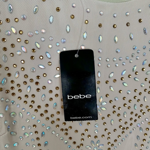 Bebe Studded Mesh Heat Xfer Dress Size Small - Picture 10 of 11